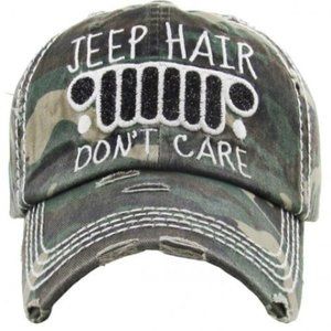Jeep Hair Don't Care Camouflage Hat Glitter Grill